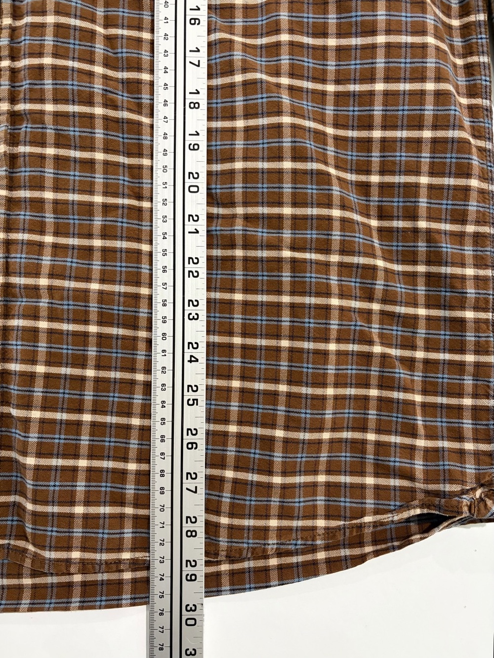 Brown Plaid 100% Cotton Flannel Long-sleeve Button Down Shirt (XL) - Picture 5 of 9